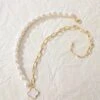 Ivory Clover Pearl & Gold Chain Link Necklace
