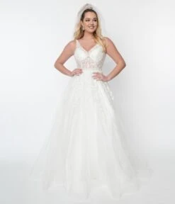 Ivory Floral Lace & Tulle Wedding Ball Gown -New Dress Store ivory floral lace tulle wedding ball gown 396684