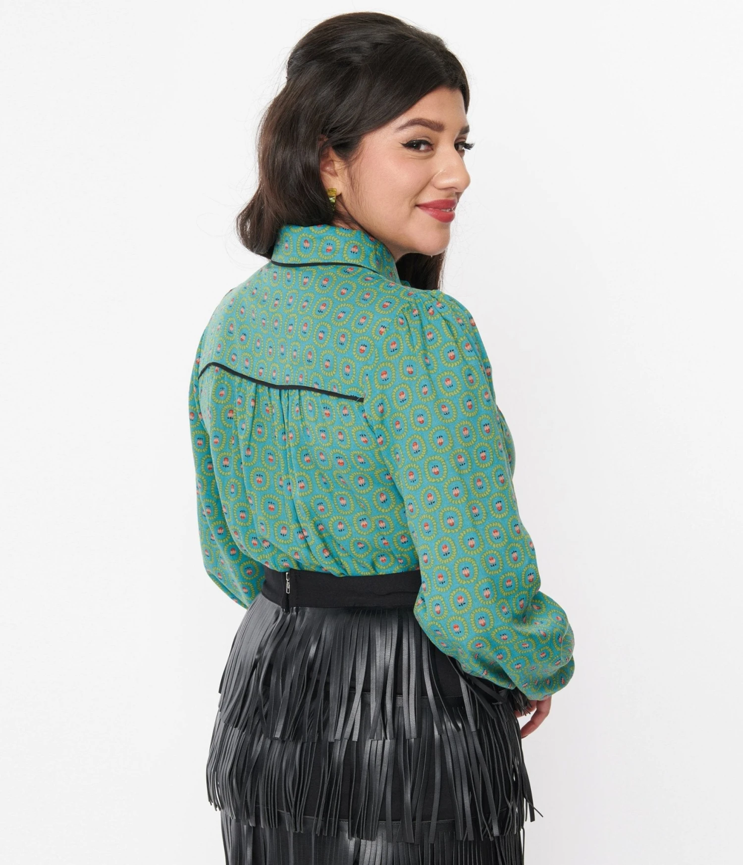 Jade Blue Floral Paisley Blouse 3 Jade Blue Floral Paisley Blouse - Image 3