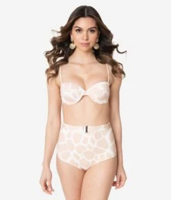 Kingdom & State Beige & White Giraffe Print Swim Bottoms 9 Kingdom & State Beige & White Giraffe Print Swim Bottoms -New Dress Store kingdom state beige white giraffe print swim bottoms 884889