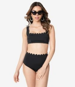 Kingdom & State Black Scalloped Swim Bottoms -New Dress Store kingdom state black scalloped swim bottoms 813052
