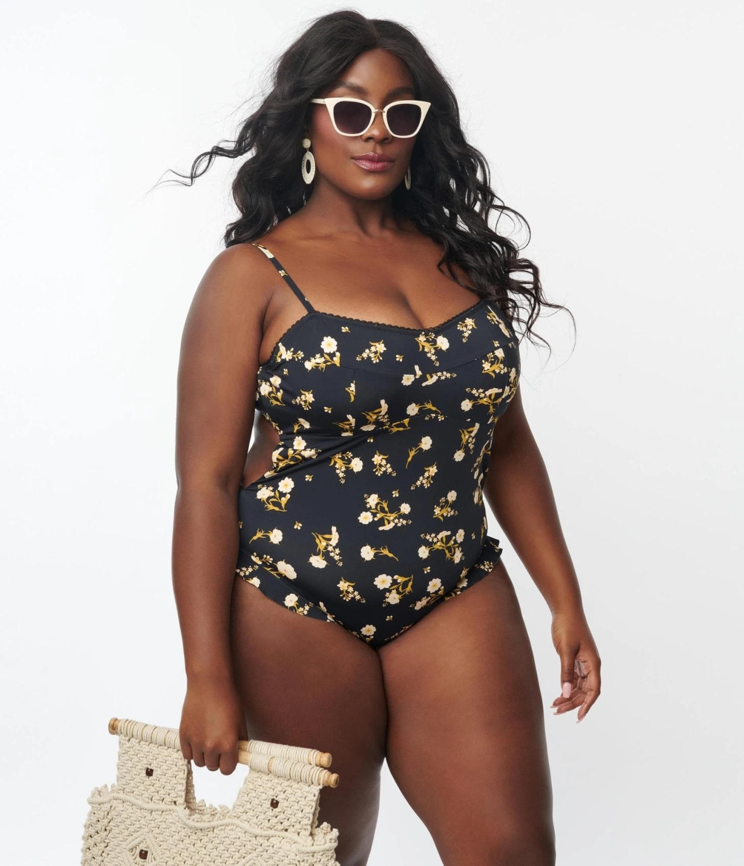 Kingdom & State Plus Size Black & Ivory Floral One Piece Swimsuit 4 Kingdom & State Plus Size Black & Ivory Floral One Piece Swimsuit - Image 4