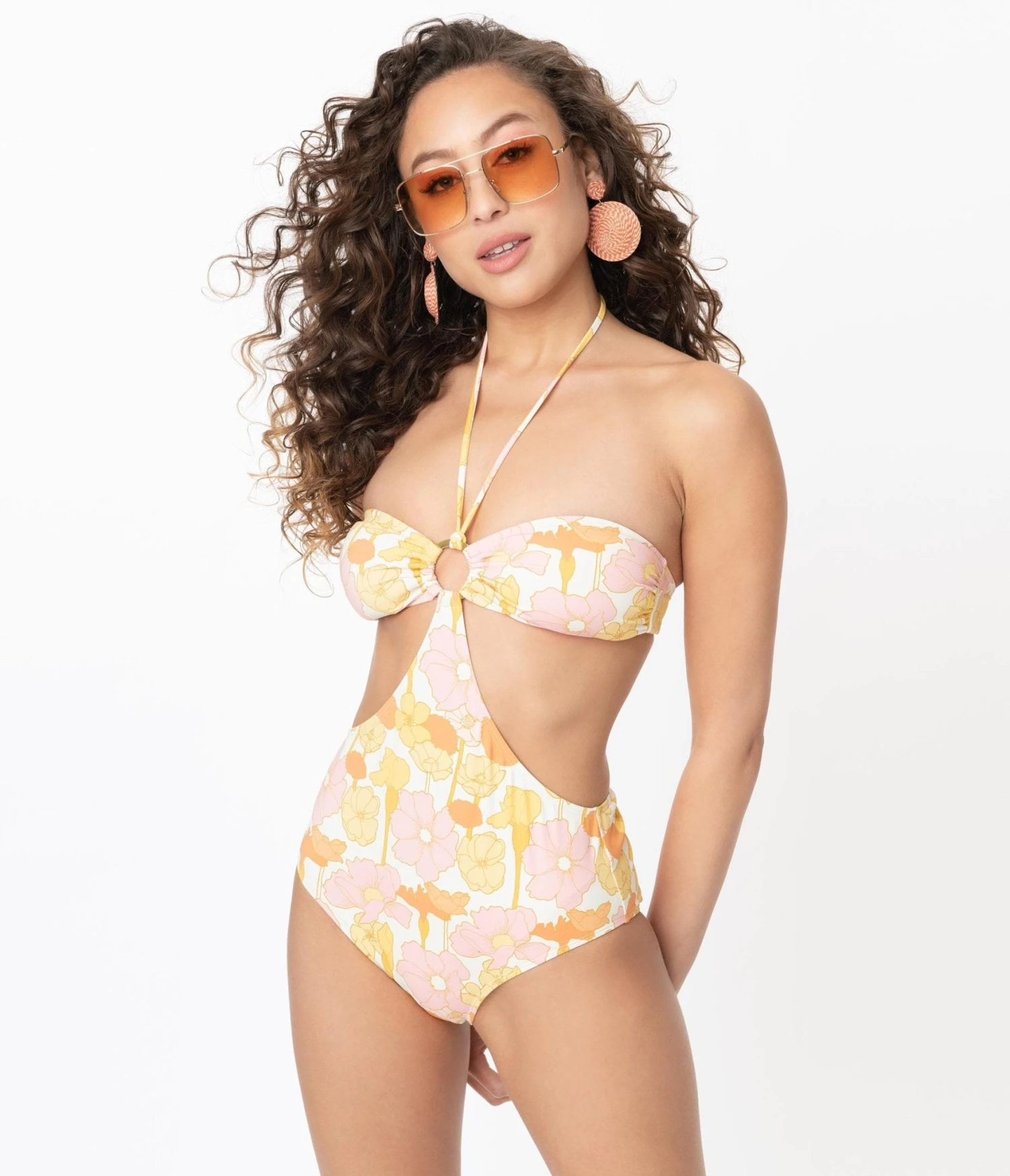 Kingdom & State Retro Pink & Yellow Floral One Piece Swimsuit 5 Kingdom & State Retro Pink & Yellow Floral One Piece Swimsuit - Image 5