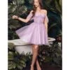 Cinderella Divine Lavender Glitter Tulle Off Shoulder Corset Mini Dress