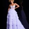 Jovani Lavender Ruffle Tiered Strapless Sweetheart Ballgown