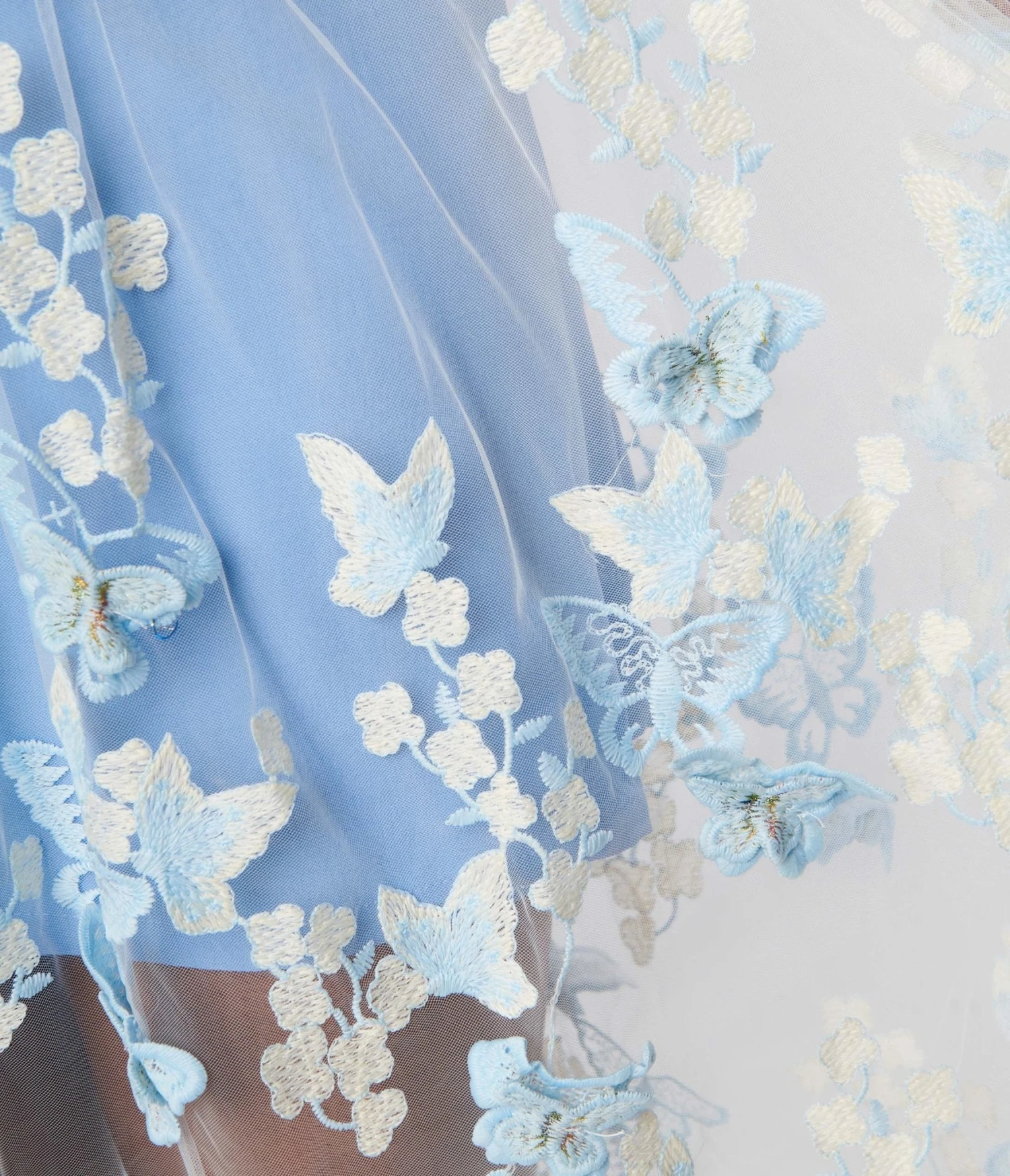 Light Blue Butterfly Overlay Maxi Dress 2 Light Blue Butterfly Overlay Maxi Dress - Image 2