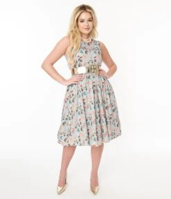 Light Blue Christmas Party Swing Dress