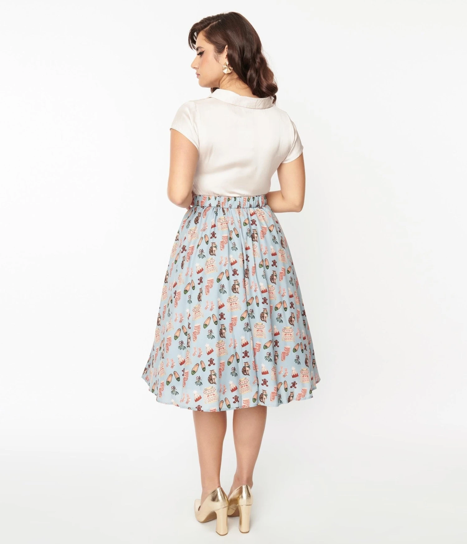 Light Blue Christmas Party Swing Skirt 3 Light Blue Christmas Party Swing Skirt - Image 3