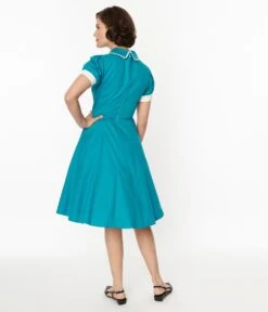 Light Blue Cotton Swing Dress -New Dress Store light blue cotton swing dress 653348