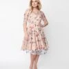 Light Peach Floral Swing Dress