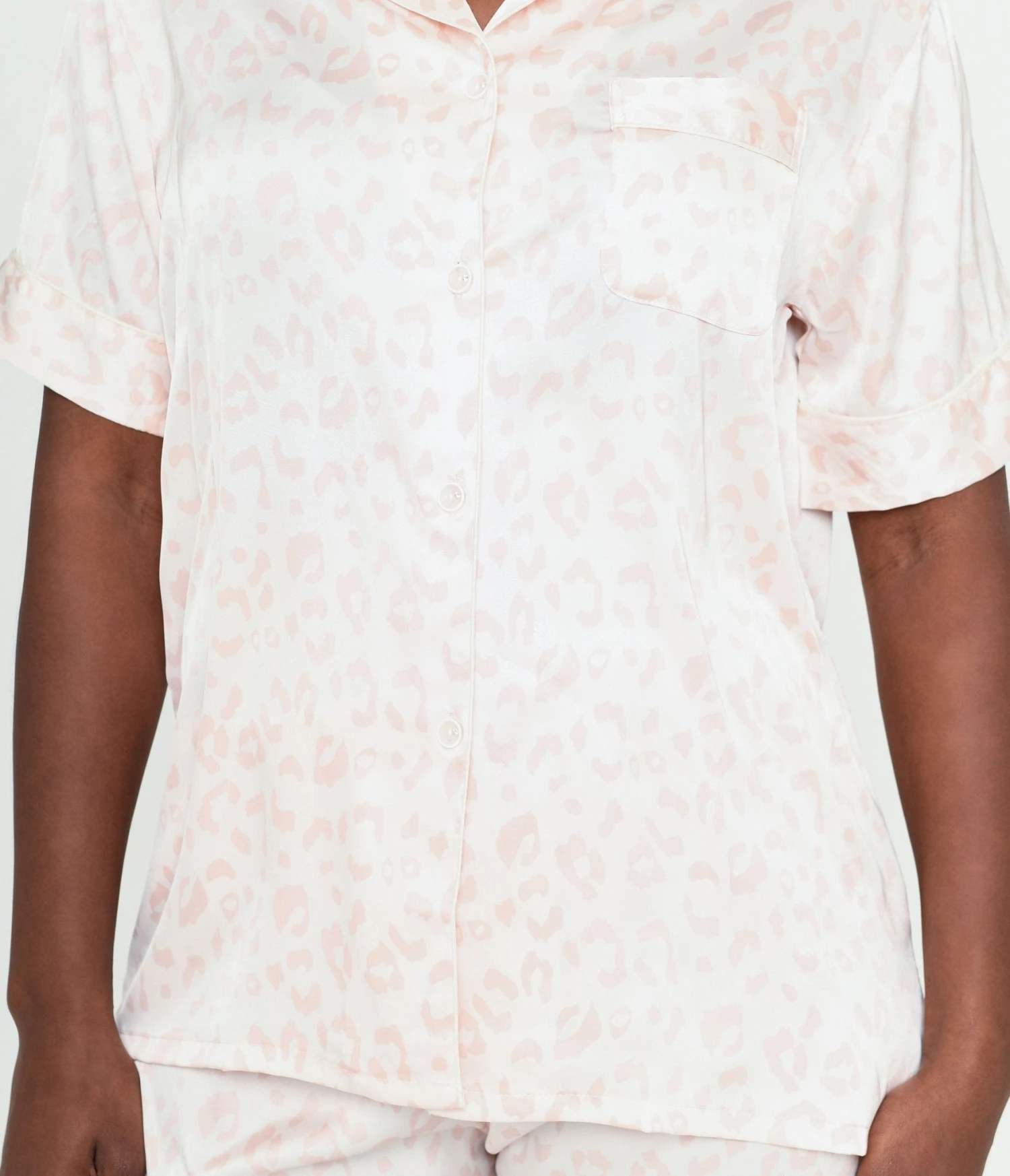 Light Pink Leopard Print Satin Pajama Set 2 Light Pink Leopard Print Satin Pajama Set - Image 2