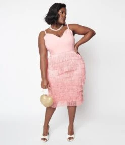 Light Pink Some Like It Hot Fringe Wiggle Dress -New Dress Store light pink some like it hot fringe wiggle dress 768922