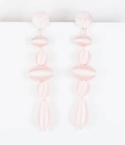 Light Pink Woven Beaded Drop Earrings -New Dress Store light pink woven beaded drop earrings 455313