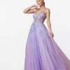 Lilac Floral & Tulle Ball Gown