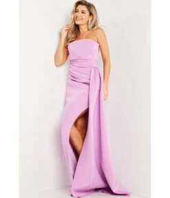 Jovani Lilac Pleated Waist Strapless Evening Gown -New Dress Store lilac pleated waist strapless evening gown 451375