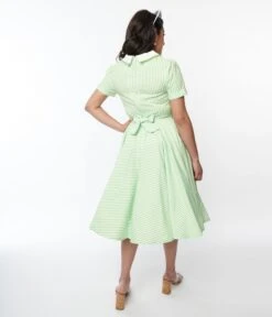 Lime Green & White Striped Swing Dress -New Dress Store lime green white striped swing dress 422924