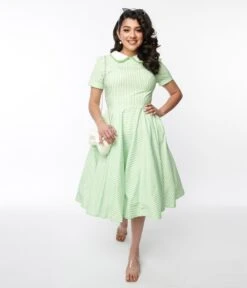 Lime Green & White Striped Swing Dress -New Dress Store lime green white striped swing dress 451888