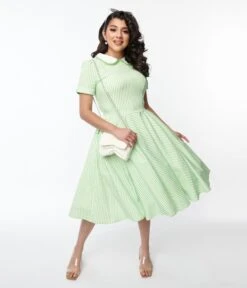 Lime Green & White Striped Swing Dress -New Dress Store lime green white striped swing dress 984384