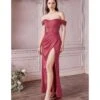 Cinderella Divine Lipstick Divine Satin Corset Off-Shoulder Prom Dress