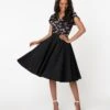 Magnolia Place 1950s Style Black High Waist Swing Skirt