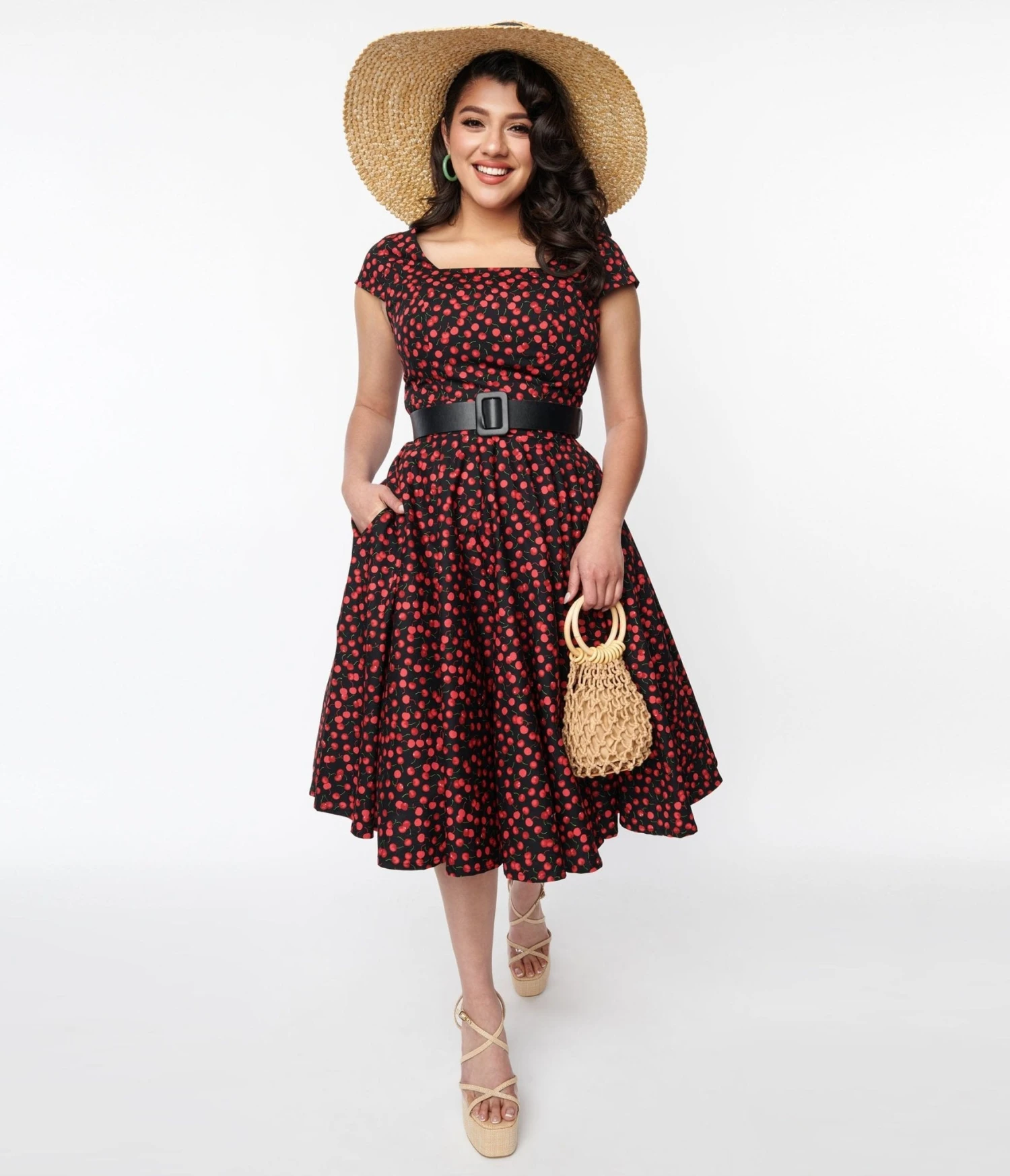 Magnolia Place Black & Cherry Anna Swing Dress 1 Magnolia Place Black & Cherry Anna Swing Dress