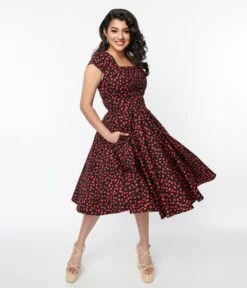 Magnolia Place Black & Cherry Anna Swing Dress 10 Magnolia Place Black & Cherry Anna Swing Dress -New Dress Store magnolia place black cherry anna swing dress 824305