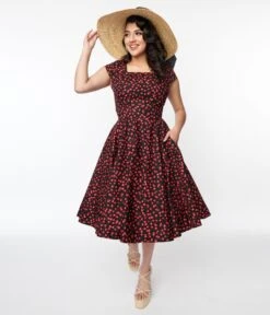 Magnolia Place Black & Cherry Anna Swing Dress 9 Magnolia Place Black & Cherry Anna Swing Dress -New Dress Store magnolia place black cherry anna swing dress 884769