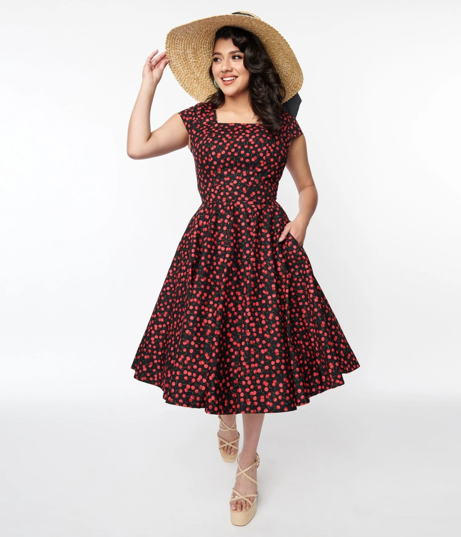 Magnolia Place Black & Cherry Anna Swing Dress 4 Magnolia Place Black & Cherry Anna Swing Dress - Image 4