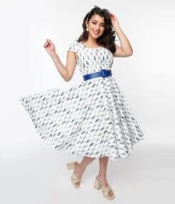 Magnolia Place Ivory & Navy Cat Anna Swing Dress -New Dress Store magnolia place ivory navy cat anna swing dress 365828