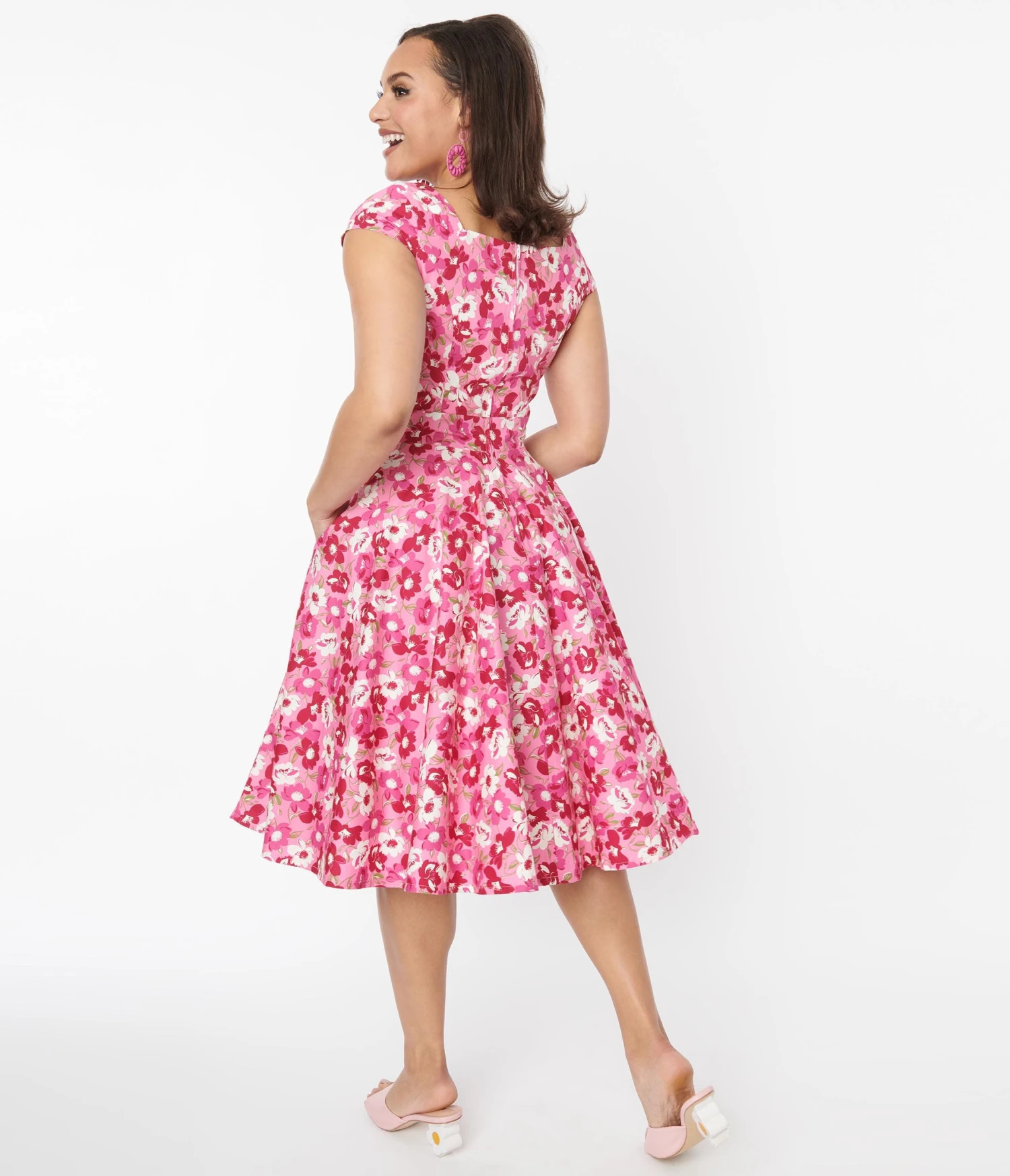 Magnolia Place Pink Floral Anna Swing Dress 2 Magnolia Place Pink Floral Anna Swing Dress - Image 2