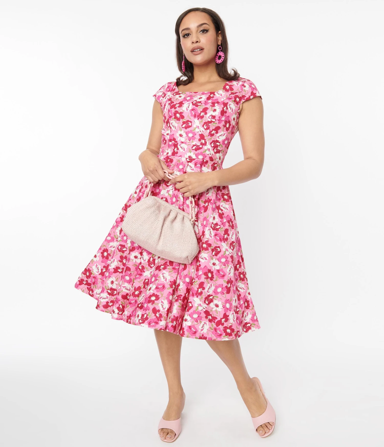 Magnolia Place Pink Floral Anna Swing Dress 4 Magnolia Place Pink Floral Anna Swing Dress - Image 4