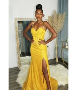 Cinderella Divine Marigold Sequin Fitted Corset Prom Dress -New Dress Store marigold sequin fitted corset prom dress 562042