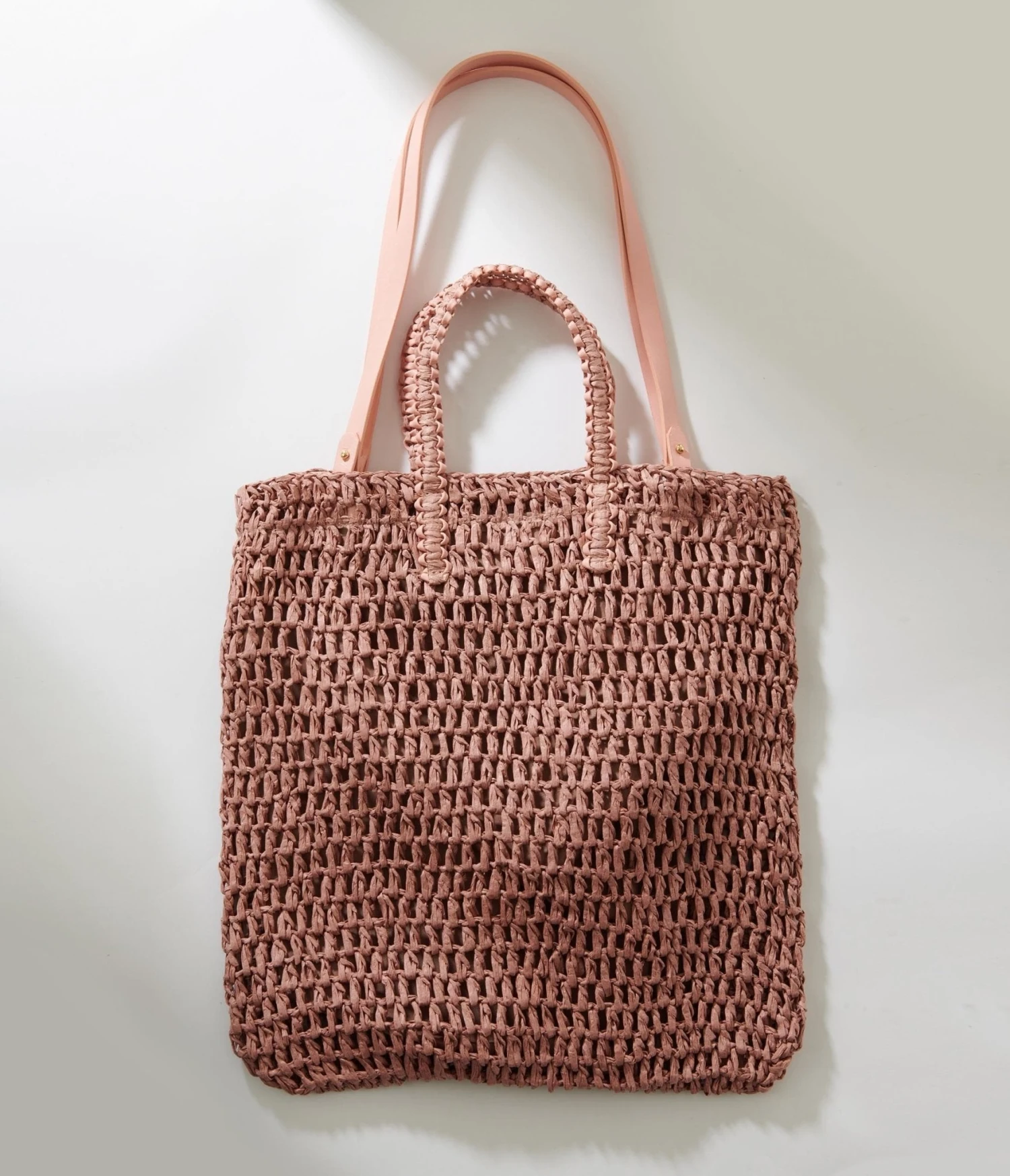 Mauve Pink Straw Tote Bag 5 Mauve Pink Straw Tote Bag - Image 5
