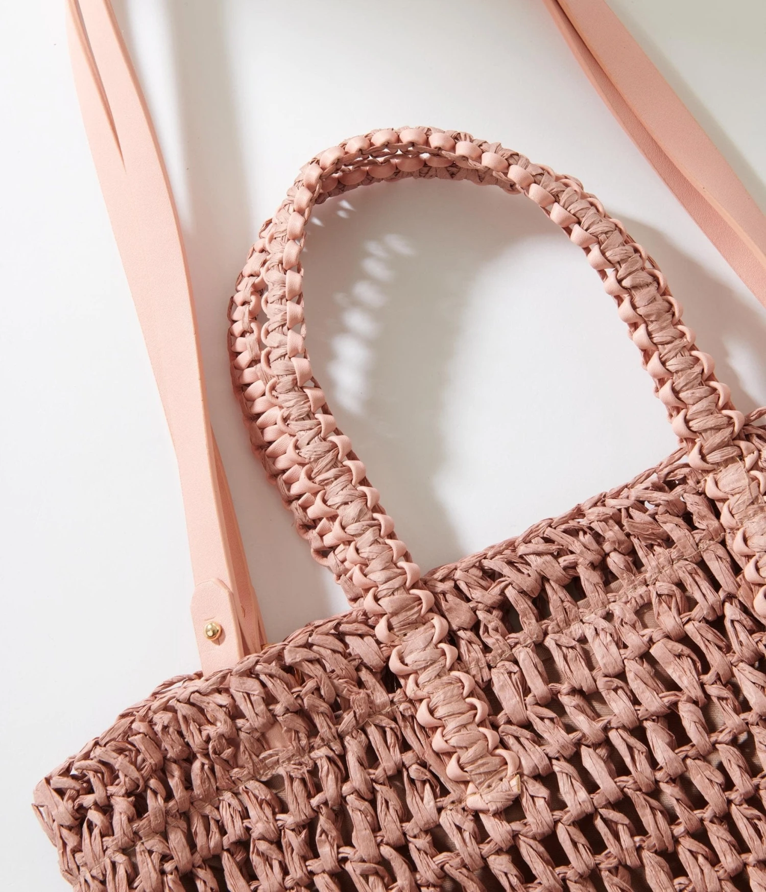 Mauve Pink Straw Tote Bag 2 Mauve Pink Straw Tote Bag - Image 2