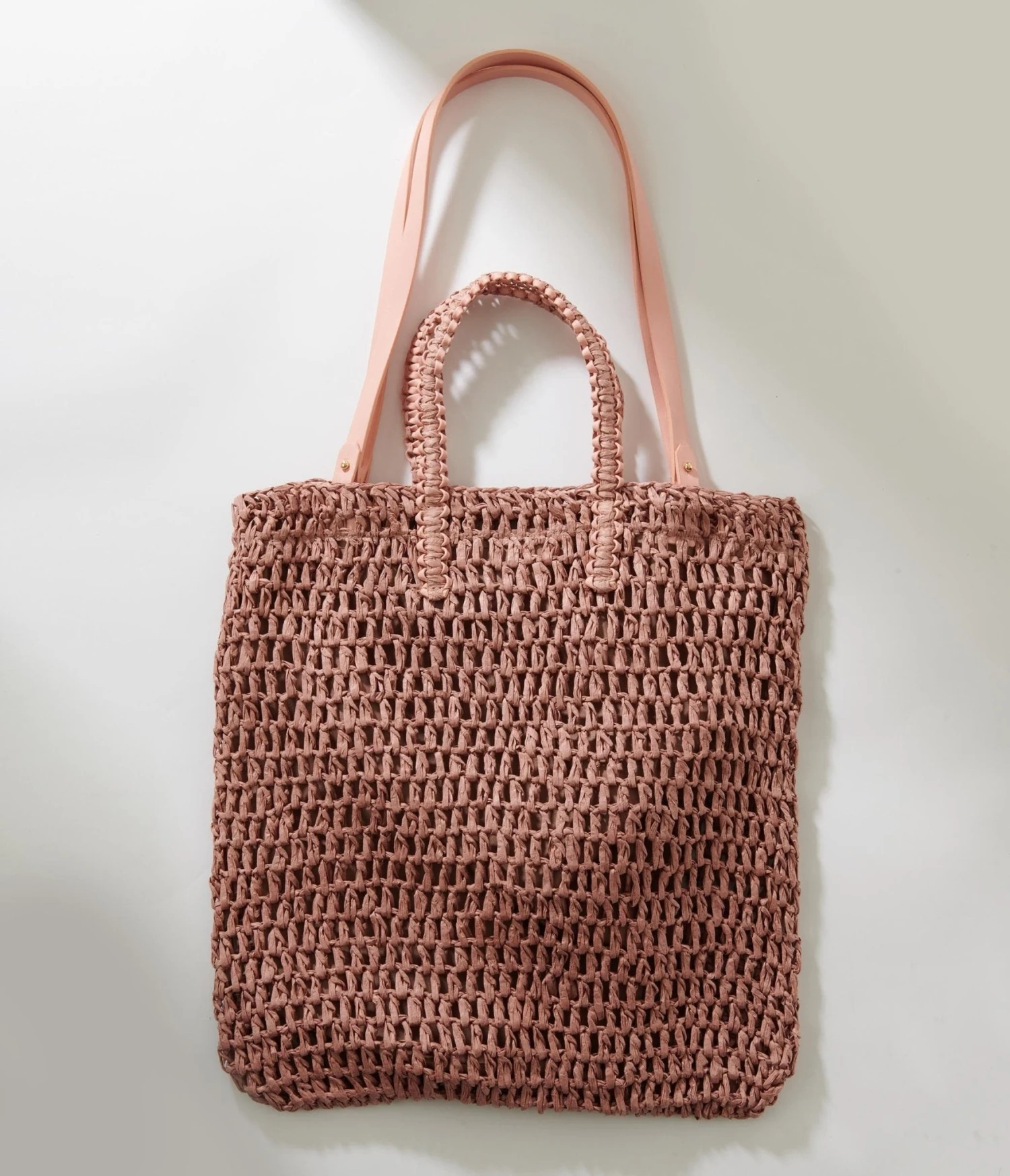 Mauve Pink Straw Tote Bag 4 Mauve Pink Straw Tote Bag - Image 4