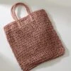 Mauve Pink Straw Tote Bag