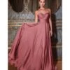 Cinderella Divine Mauve Rose Satin Strapless Keyhole Evening Gown
