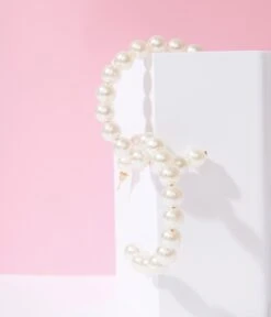 Mega Faux Pearl Hoop Earrings -New Dress Store mega faux pearl hoop earrings 829087