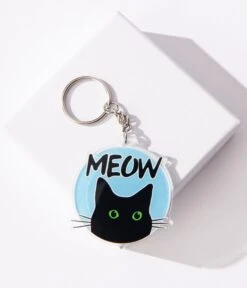 Meow Black Cat Keychain