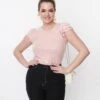 Metallic Blush Pink Reptile Textured Top