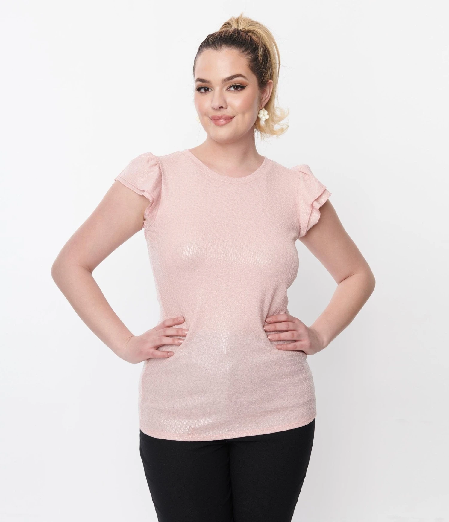 Metallic Blush Pink Reptile Textured Top 5 Metallic Blush Pink Reptile Textured Top - Image 5