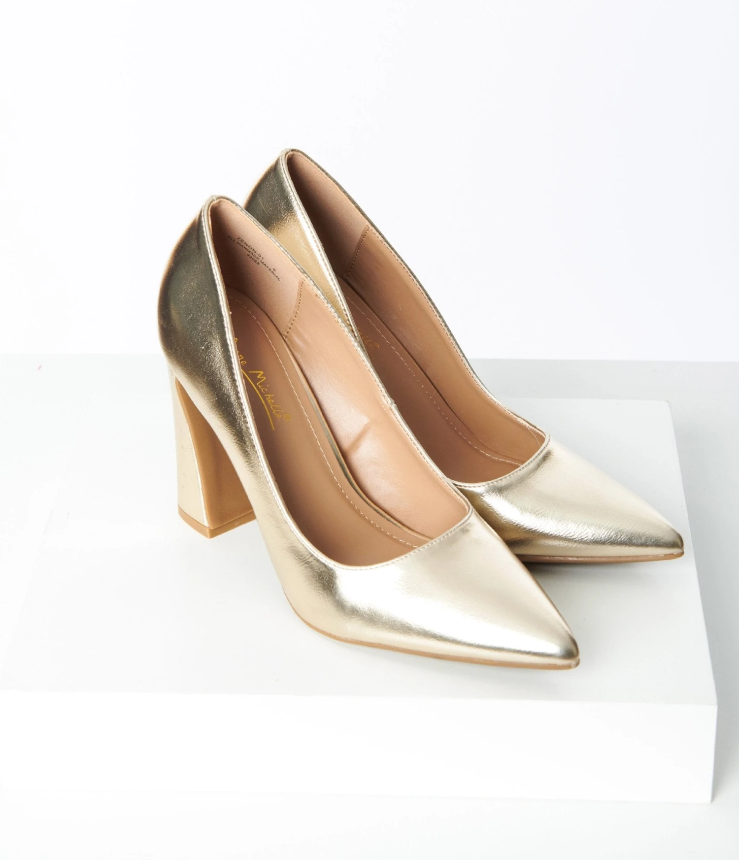 Metallic Gold Pointed Toe Pumps 2 Metallic Gold Pointed Toe Pumps - Image 2