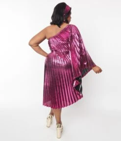 Metallic Magenta Pleated Caftan -New Dress Store metallic magenta pleated caftan 394790