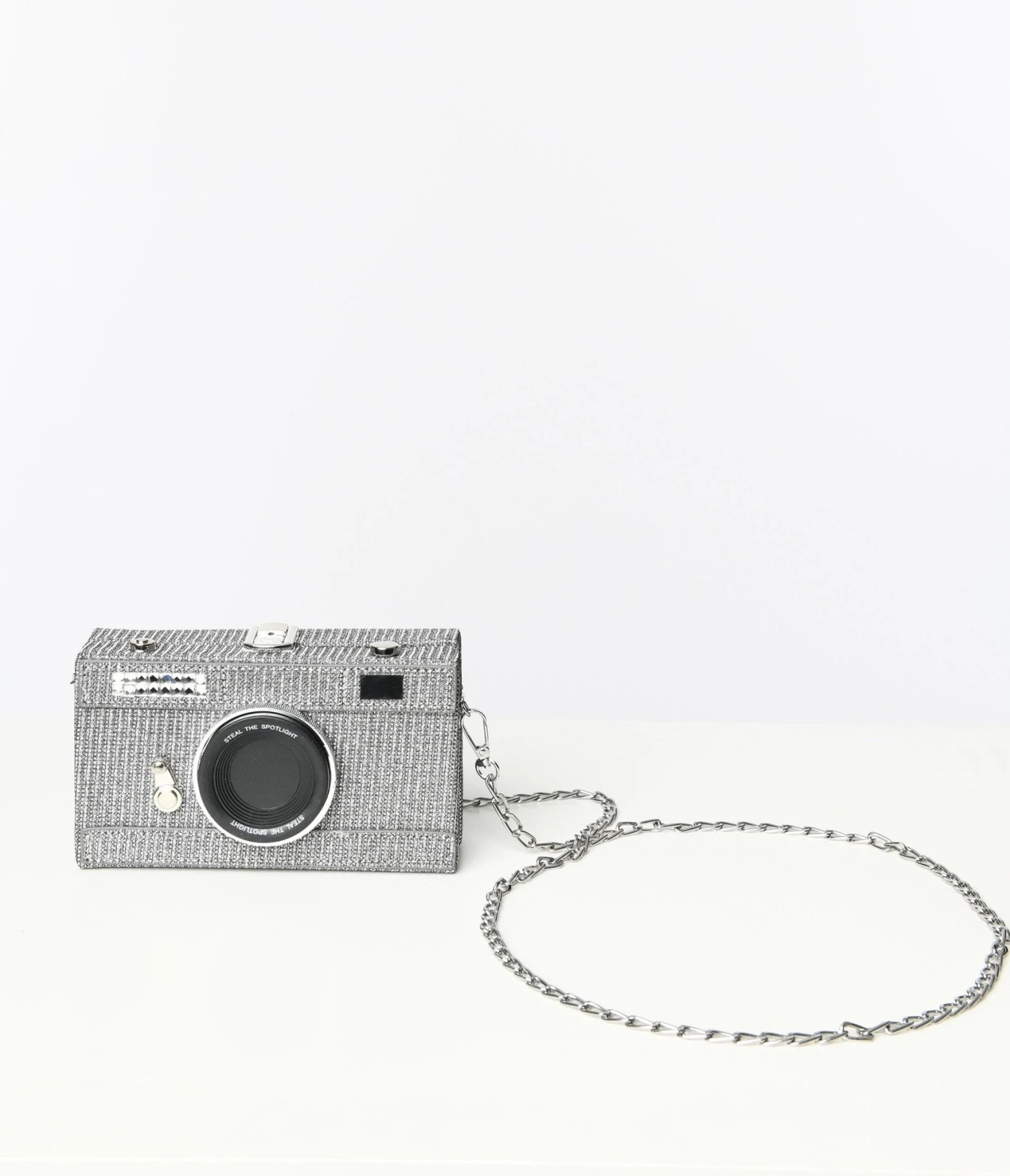 Metallic Silver Camera Crossbody Bag 1 Metallic Silver Camera Crossbody Bag