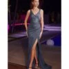 Cinderella Divine Midnight Grey Glittering Satin Bridesmaid Gown