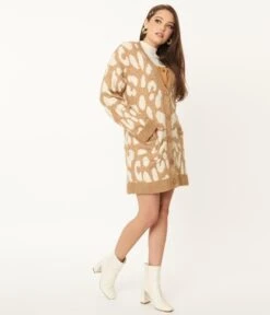 Mocha Leopard Print Long Cardigan
