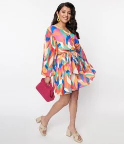 Multicolor Orchard Wrap Dress