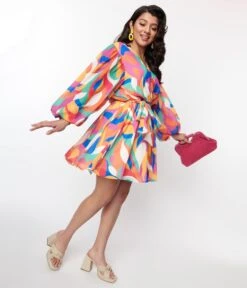 Multicolor Orchard Wrap Dress -New Dress Store multicolor orchard wrap dress 923020