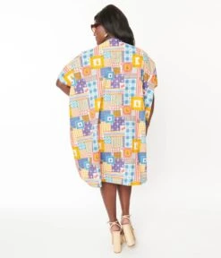 Multicolor Patchwork Print Midi Caftan -New Dress Store multicolor patchwork print midi caftan 757992