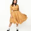 Mustard Yellow Plaid Kacee Swing Dress